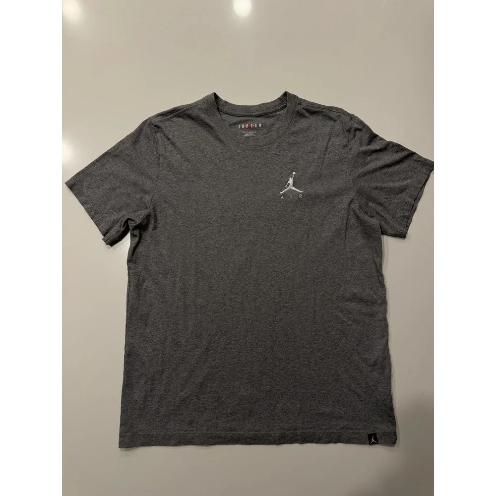 Jordan Jumpman Air Embroidered Tee AH5296-091 Carbon Heather Mens L Gray